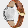 Versace V-Circle Quartz Mother of Pearl Dial Brown Leather Strap Watch for Women - VBP03017