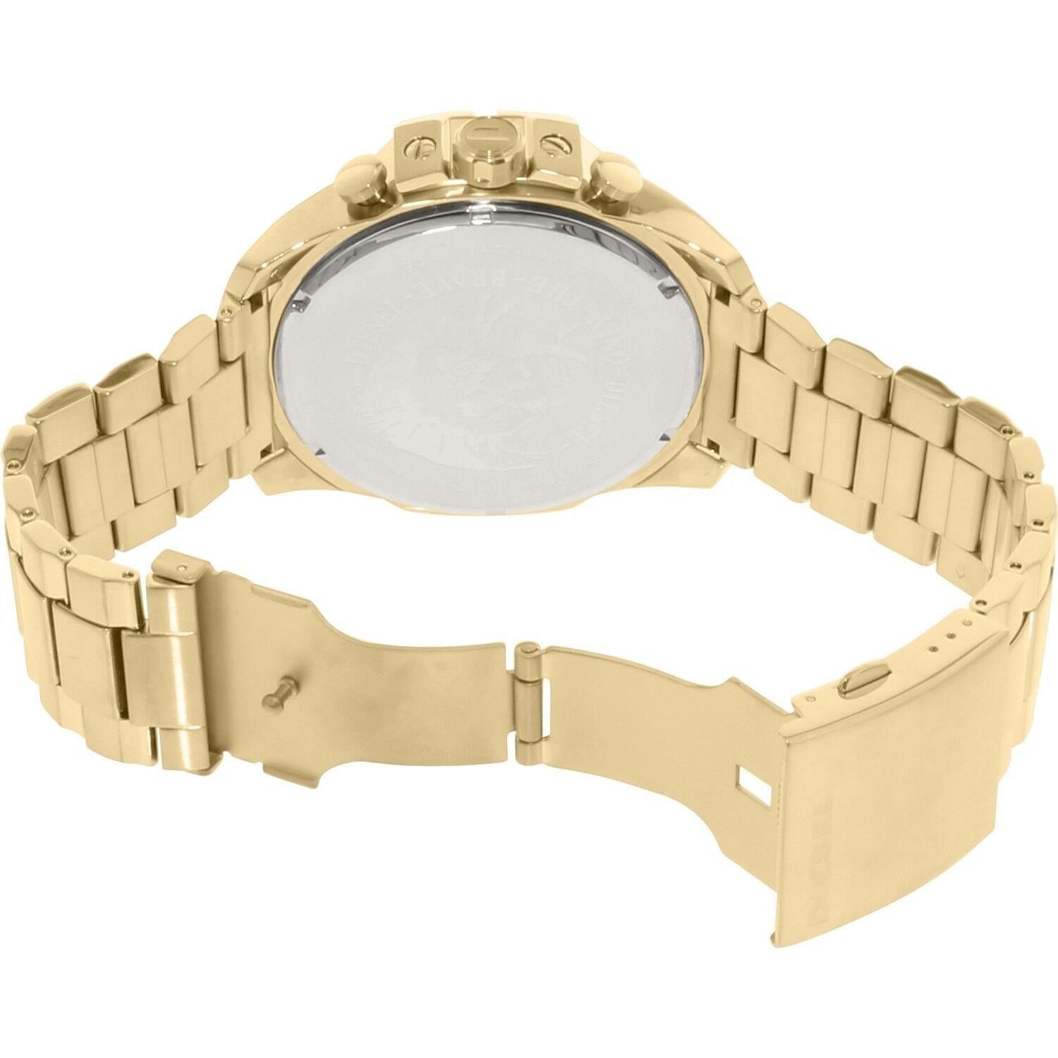 Diesel Mega Chief Chronograph Gold Dial Gold Steel Strap Watch For Men - DZ4360