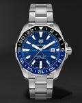 Tag Heuer Aquaracer GMT Calibre 6 Automatic Blue Dial Silver Steel Strap Watch for Men - WAY201T.BA0927