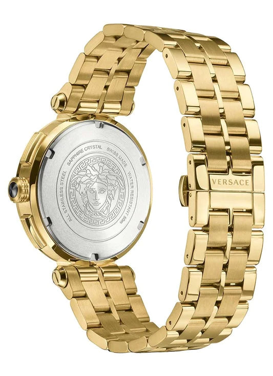 Versace Aion Chronograph Black Dial Gold Steel Strap Watch For Men - VE1D01721