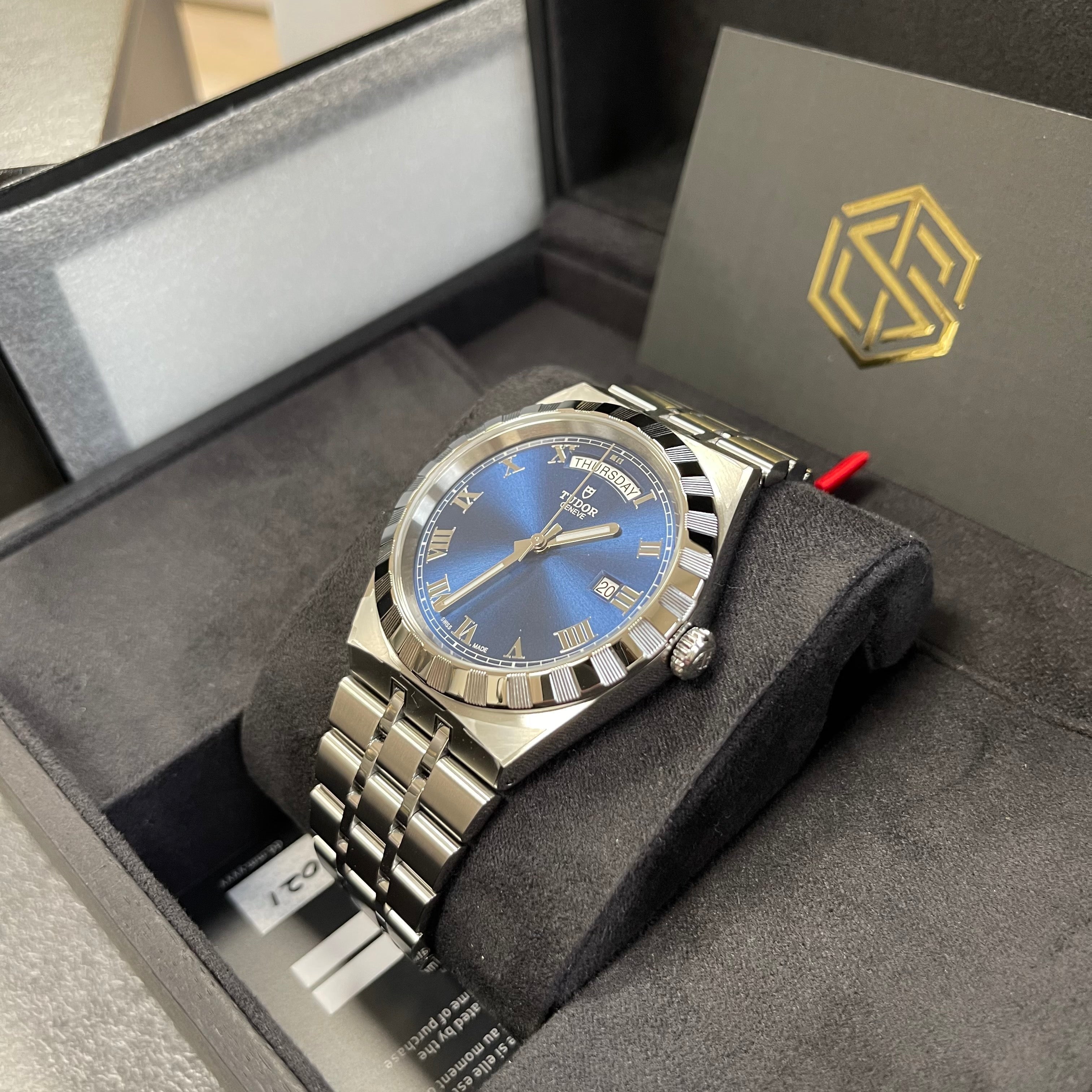 Tudor Royal Automatic Blue Dial Silver Steel Strap Watch for Men - M28600-0005
