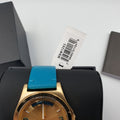 Marc Jacobs Baby Dave Gold Dial Blue Leather Strap Watch for Women - MBM1263