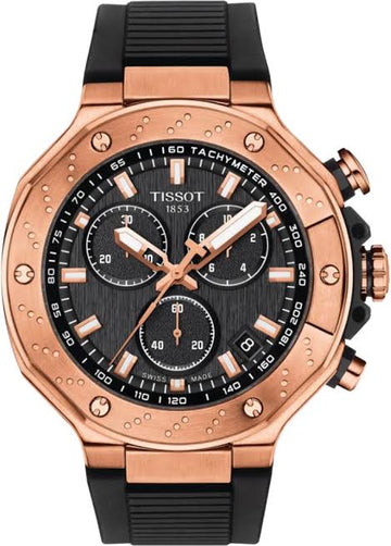Tissot T Race Chronograph Black Dial Black Rubber Strap Watch For Men - T141.417.37.051.00