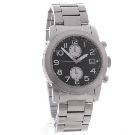 Marc Jacobs Larry Chronograph Black Dial Silver Steel Strap Watch for Men - MBM5050