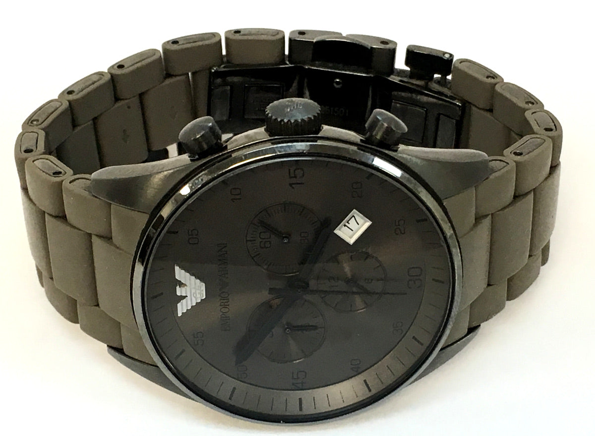 Emporio Armani Sportivo Chronograph Brown Dial Brown Steel Strap Watch For Men - AR5950