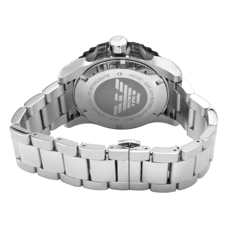 Emporio Armani Bracelet Collection Black Dial Silver Steel Strap Watch For Men - AR5970