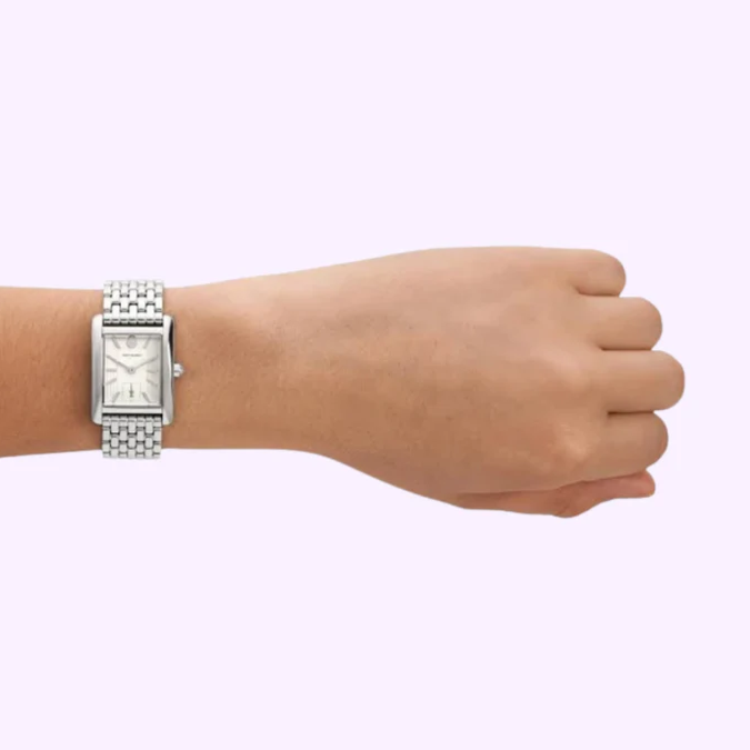 Tory Burch Eleanor White Dial Silver Steel Strap Watch for Women - TBW1069