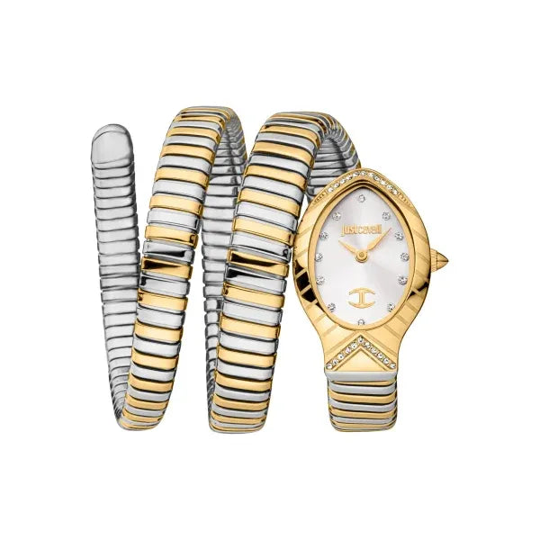 Just Cavalli Classico Lungo White Dial Two Tone Steel Strap Watch for Women - JC1L248M0055