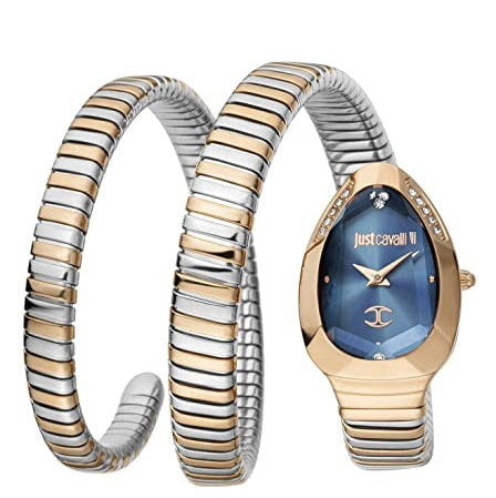 Just Cavalli Glam Evo 4 Blue Dial Two Tone Steel Strap Watch for Women - JC1L209M0085