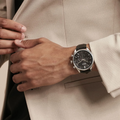 Hugo Boss Gregor Chronograph Black Dial Black Leather Strap Watch for Men - 1514049