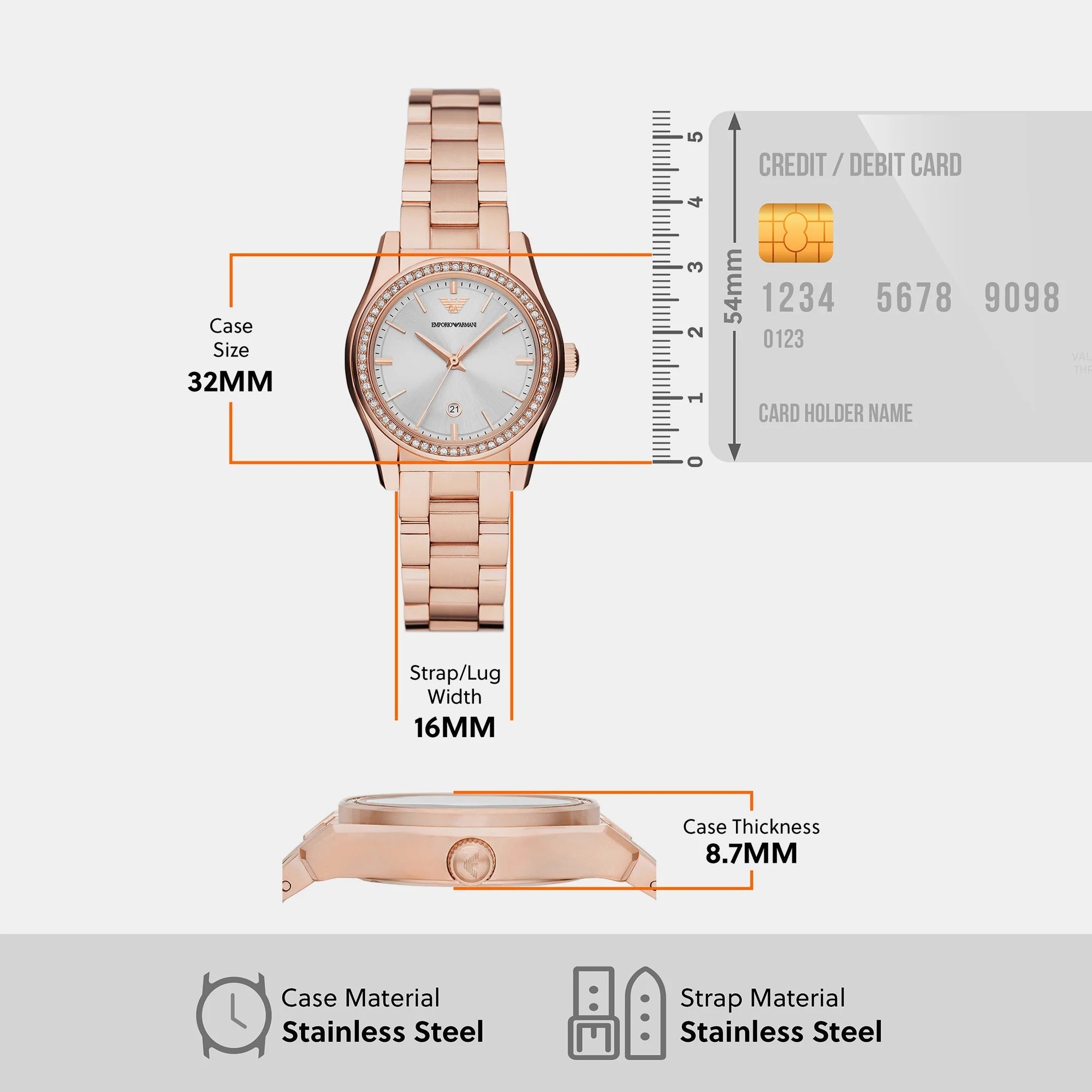 Emporio Armani Federica Analog Mother of Pearl Dial Rose Gold Steel Strap Watch for Women - AR11558