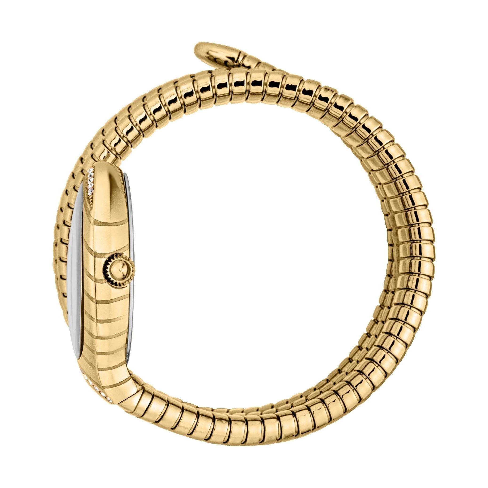 Just Cavalli Classico Lungo White Dial Gold Steel Strap Watch for Women - JC1L248M0025
