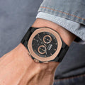 Hugo Boss Taper Chronograph Black Dial Black Leather Strap Watch for Men - 1514089