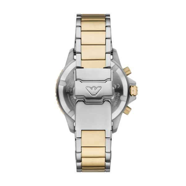 Emporio Armani World Explorer Chronograph Green Dial Two Tone Steel Strap Watch for Men - AR11695