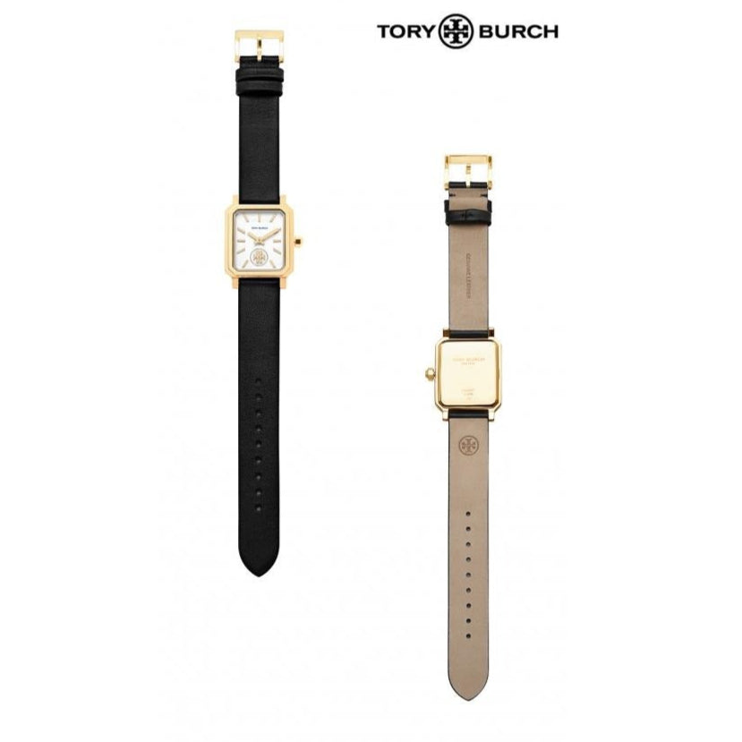 Tory Burch Robinson White Dial Black Leather Strap Watch for Women - TBW1504