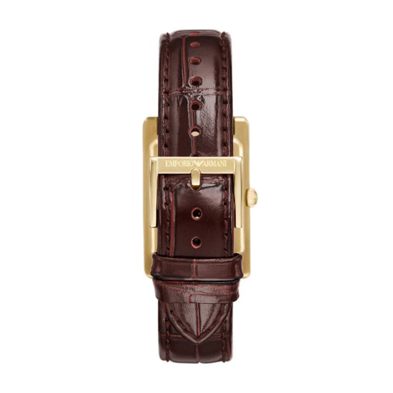 Emporio Armani Gino White Dial Brown Leather Strap Watch for Men - AR11665