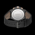Hugo Boss Taper Chronograph Black Dial Black Leather Strap Watch for Men - 1514089