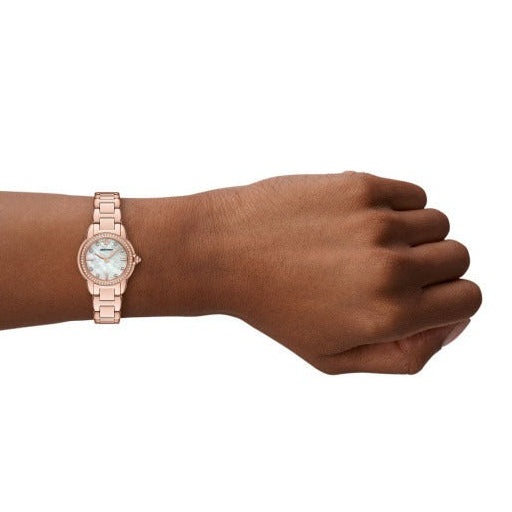 Emporio Armani Mia Mother of Pearl Dial Rose Gold Steel Strap Watch for Women - AR11671