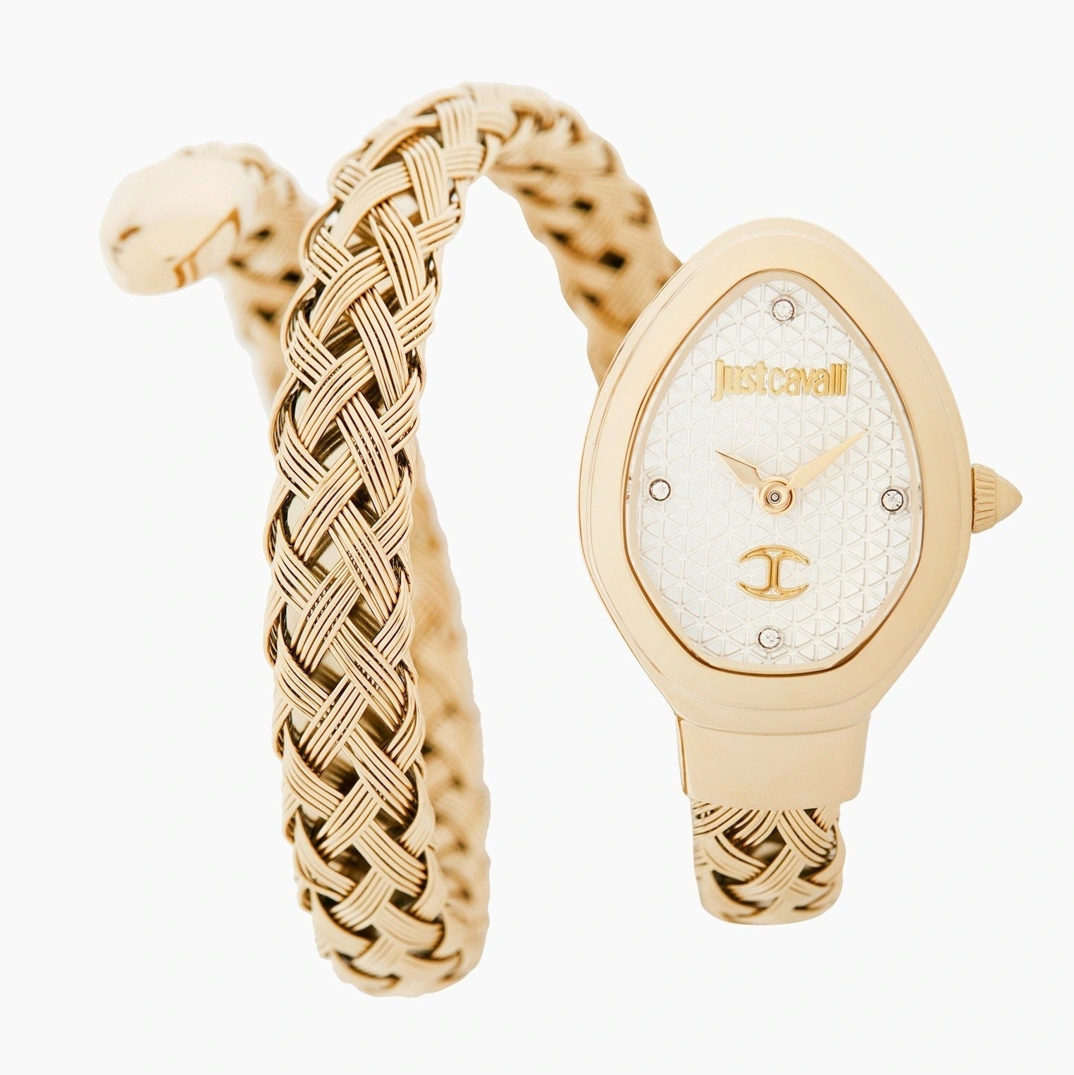 Just Cavalli Novara Silver Dial Gold Steel Strap Watch for Women - JC1L264M0025