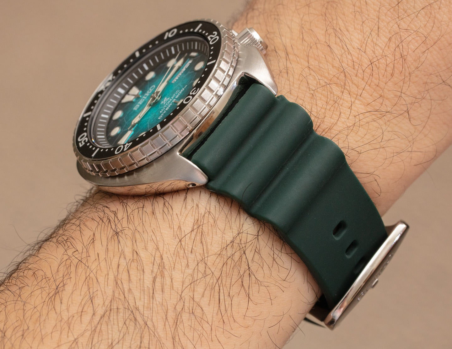 Seiko US Special Edition Automatic Green Dial Silver Steel Strap Watch for Men - SRPH57