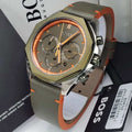 Hugo Boss Cloud Chronograph Olive Green Dial Green Leather Strap Watch for Men - 1514018