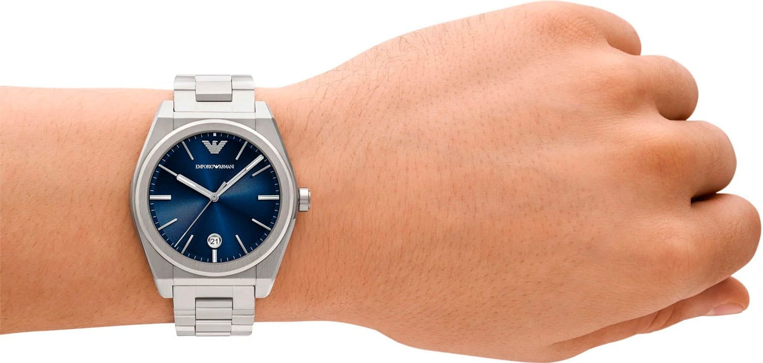 Emporio Armani Frederico Analog Blue Dial Silver Steel Strap Watch for Men - AR11620
