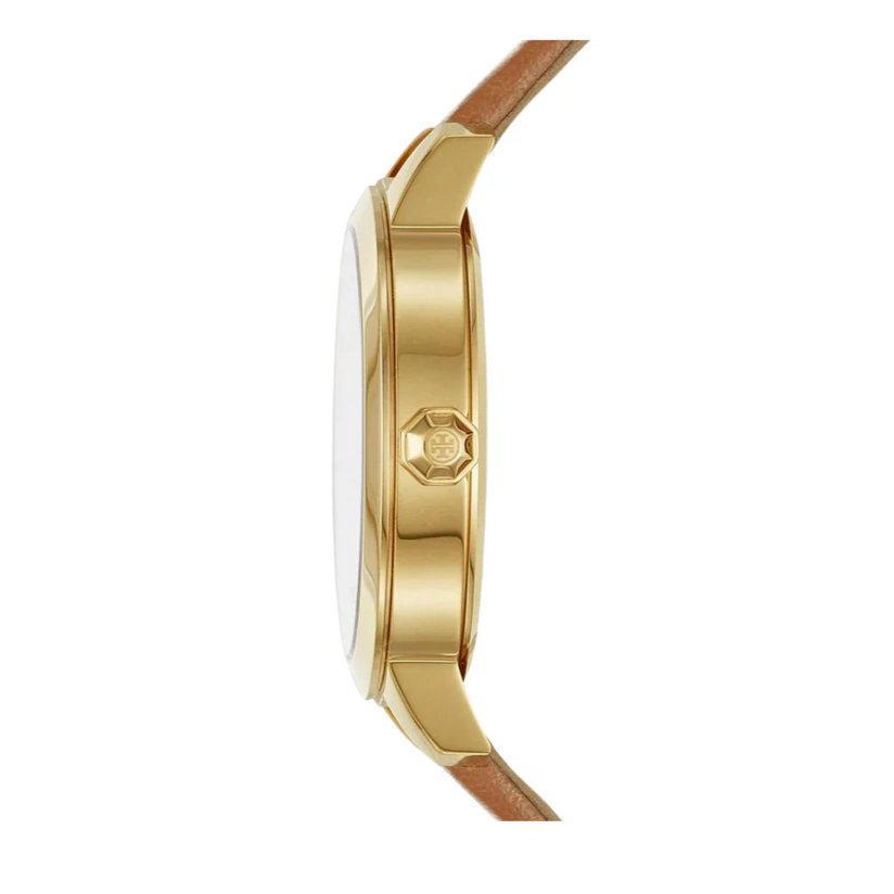Tory Burch Collins Quartz White Dial Brown Leather Strap Watch for Women - TBW1202