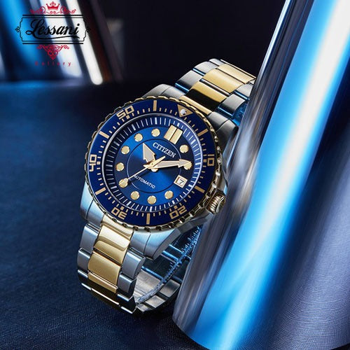 Citizen Mechanical Automatic Blue Dial Two Tone Steel Strap Watch for Men - NJ0174-82L