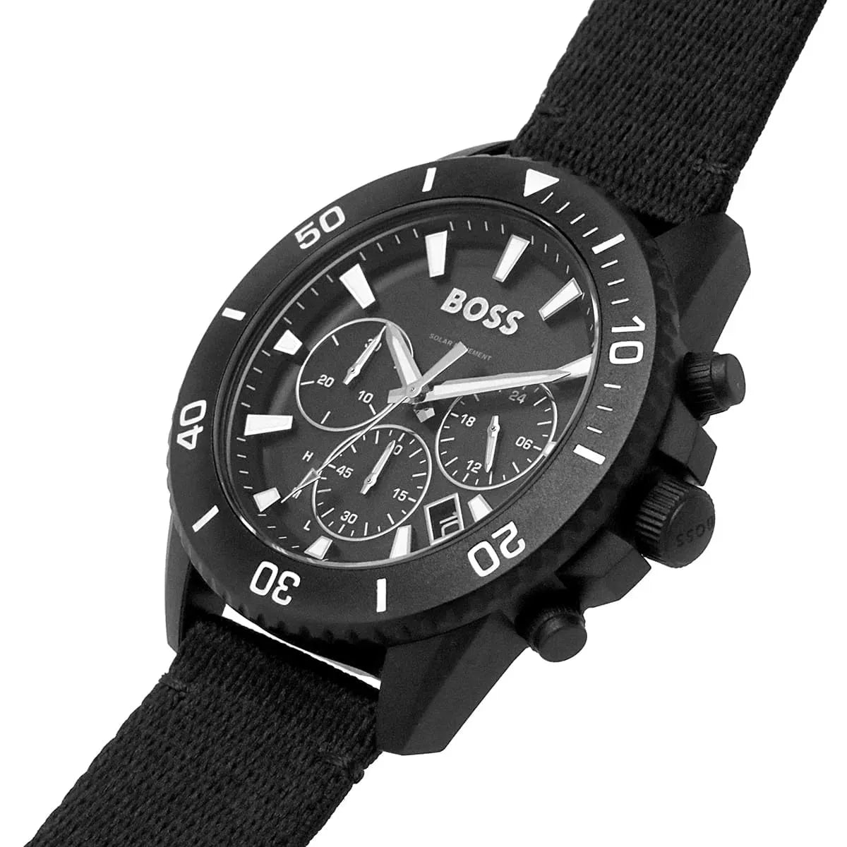 Hugo Boss Admiral Chronograph Black Dial Black Nylon Strap Watch for Men - 1513918