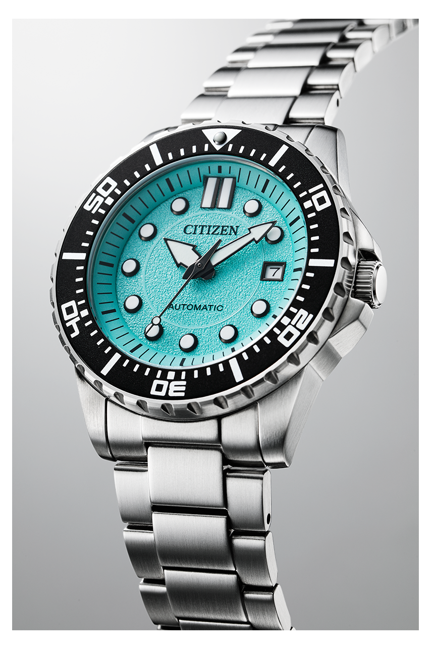 Citizen Mechanical Automatic Turquoise Dial Silver Steel Strap Watch for Men - NJ0170-83X