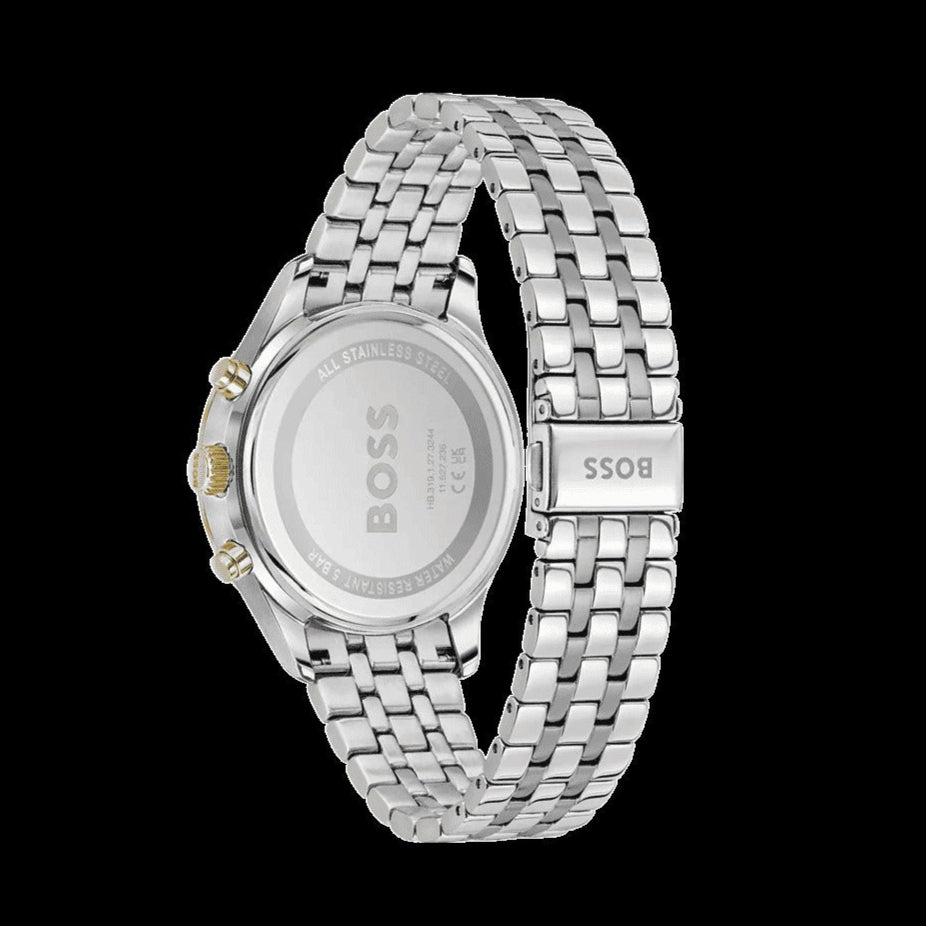 Hugo Boss Avery Chronograph Green Dial Silver Steel Strap Watch for Men - 1514159