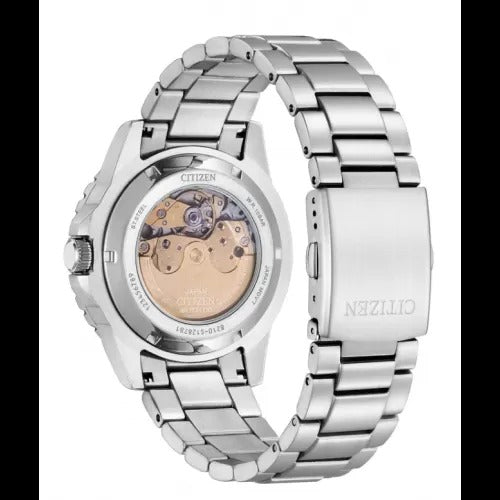 Citizen Mechanical Automatic White Dial Silver Steel Strap Watch for Men - NJ0171-81A