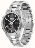 Hugo Boss Troper Chronograph Automatic Black Dial Silver Steel Strap Watch for Men - 1514202