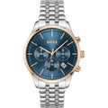 Hugo Boss Avery Chronograph Blue Dial Silver Steel Strap Watch for Men - 1514158