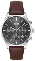 Hugo Boss Avery Chronograph Grey Dial Brown Leather Strap Watch for Men - 1514155