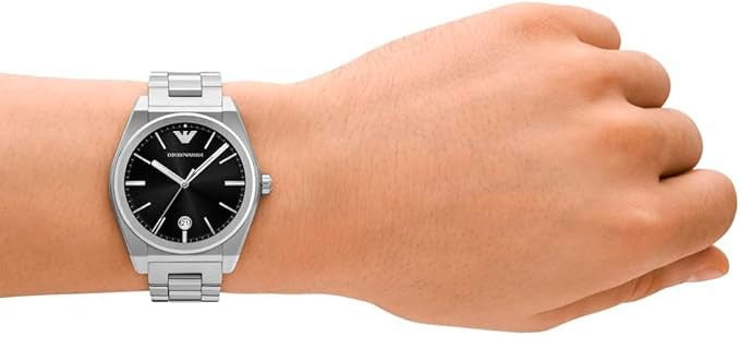 Emporio Armani Frederico Analog Black Dial Silver Steel Strap Watch for Men - AR11622