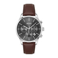 Hugo Boss Avery Chronograph Grey Dial Brown Leather Strap Watch for Men - 1514155