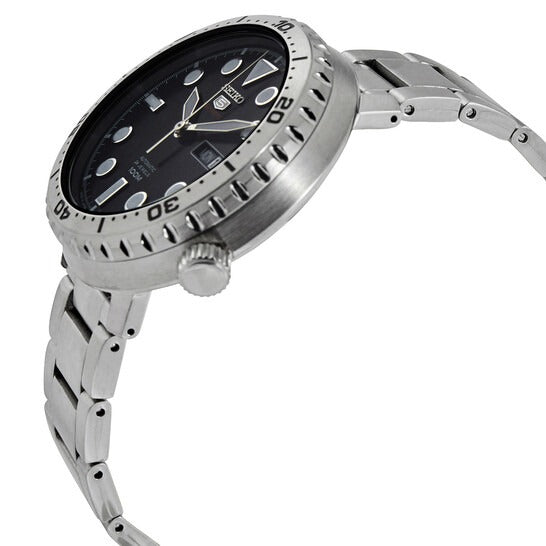 Seiko 5 Sports Automatic Black Dial Silver Steel Strap Watch for Men - SRPC61J1