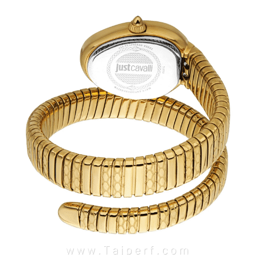 Just Cavalli Serpente Metallica White Dial Gold Steel Strap Watch for Women - JC1L224M0035