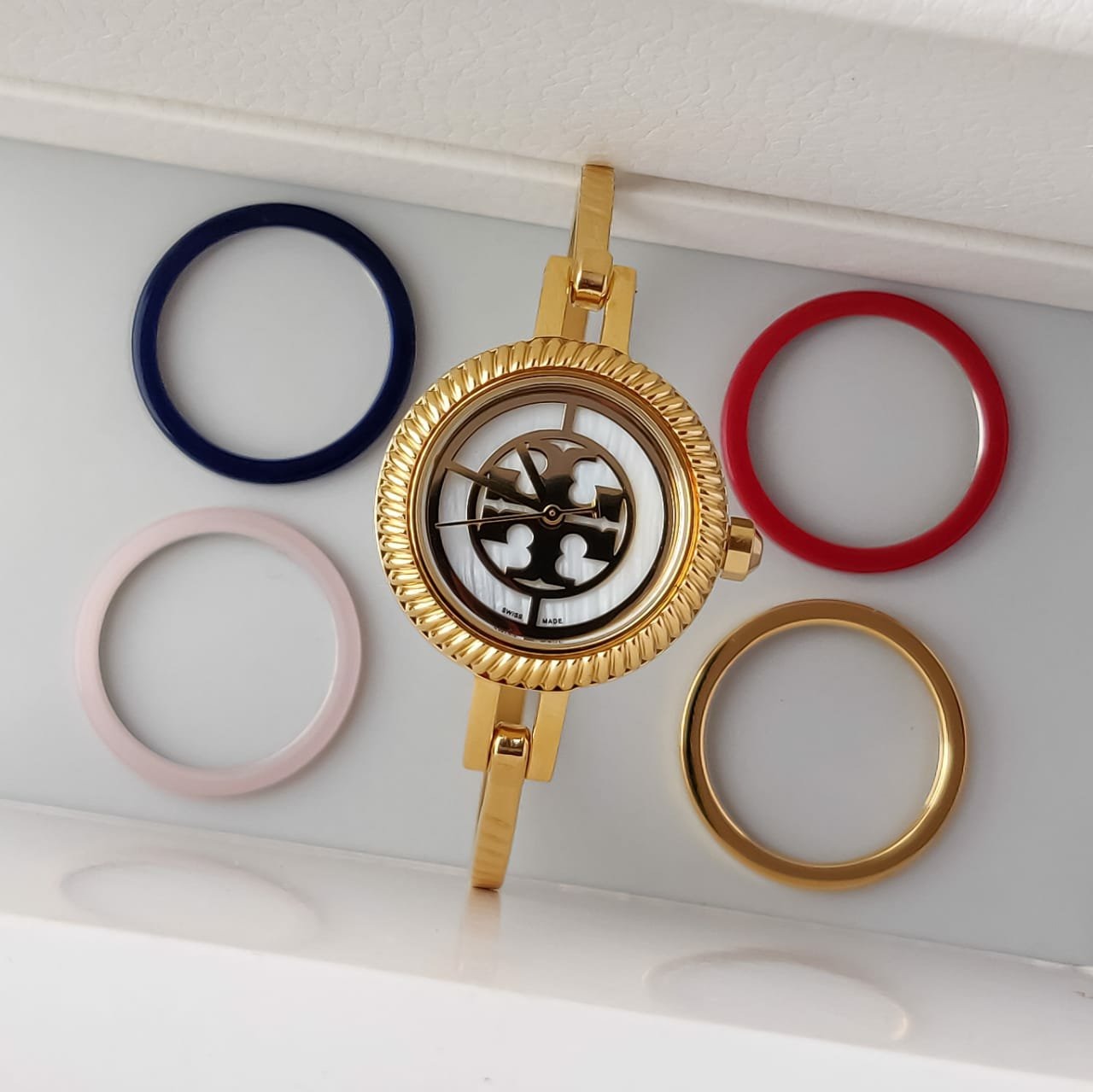 Tory Burch Riva Gold Dial Gold Steel Strap Watch for Women - TBW4029