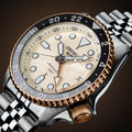 Seiko 5 GMT Sport Asia Exclusive Limited Edition Off White Dial Silver Steel Strap Watch for Men - SSK046K1