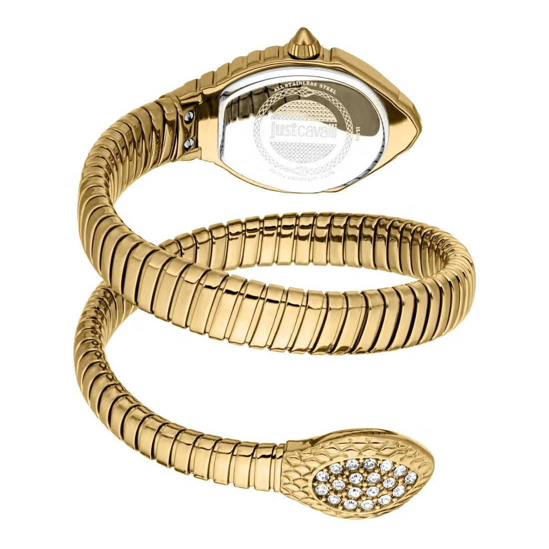 Just Cavalli Serpente Metallica White Dial Gold Steel Strap Watch for Women - JC1L223M0025