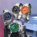 Citizen Mechanical Automatic Orange Dial Silver Steel Strap Watch for Men - NJ0128-80X