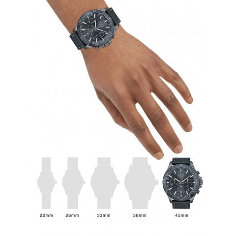 Hugo Boss Troper Chronograph Blue Dial Blue Leather Strap Watch for Men - 1514056