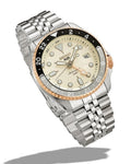 Seiko 5 GMT Sport Asia Exclusive Limited Edition Off White Dial Silver Steel Strap Watch for Men - SSK046K1