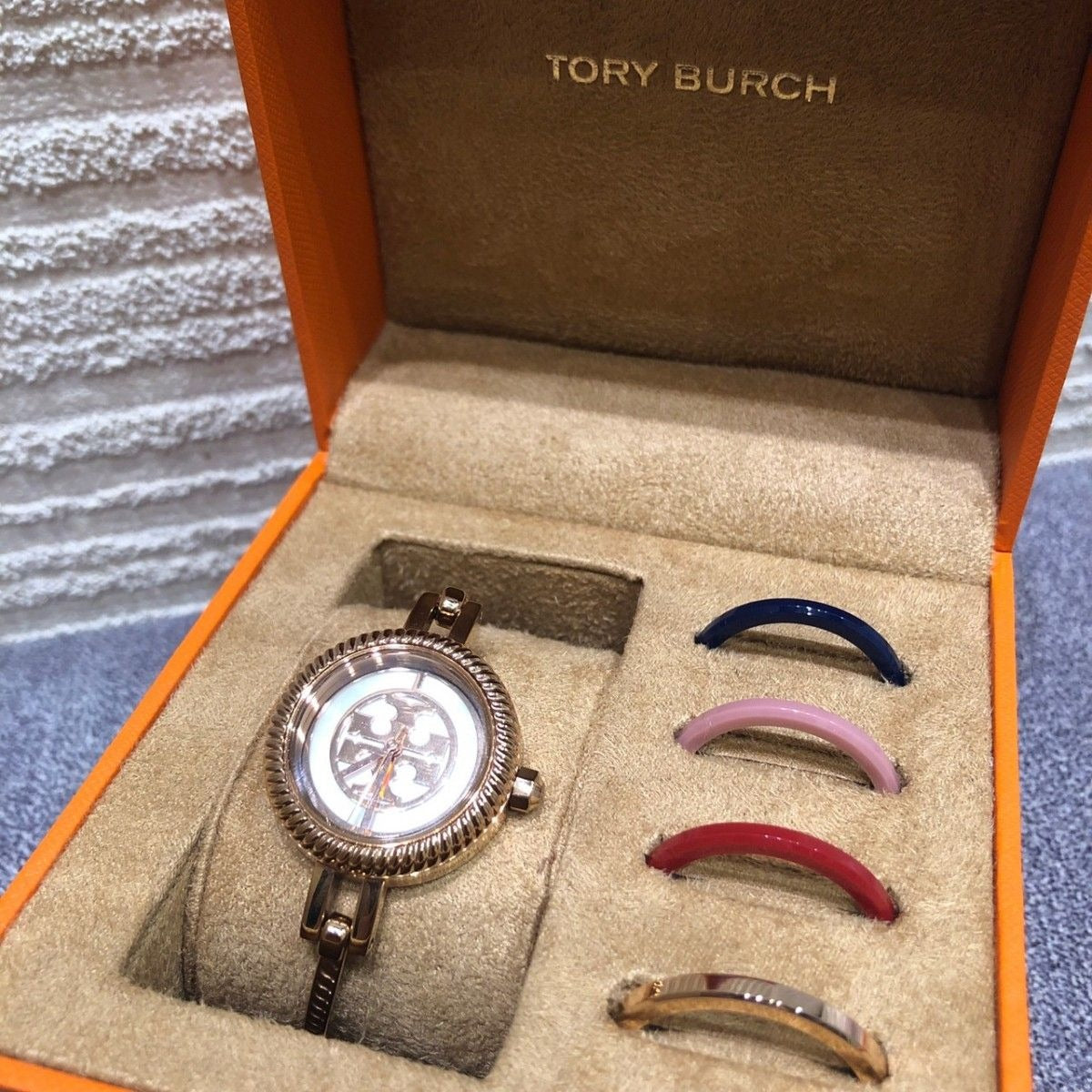 Tory Burch Riva Rose Gold Dial Rose Gold Steel Strap Watch for Women - TBW4037