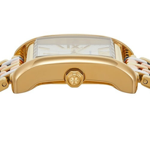 Tory Burch Eleanor White Dial Tri Tone Steel Strap Watch for Women - TBW1078