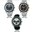 Seiko Prospex Speedtimer Solar Chronograph Black Dial Silver Steel Strap Watch for Men - SSC941