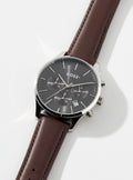 Hugo Boss Avery Chronograph Grey Dial Brown Leather Strap Watch for Men - 1514155