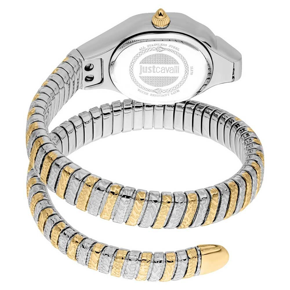 Just Cavalli Lady Snake Silver Dial Two Tone Steel Strap Watch for Women - JC1L249M0055